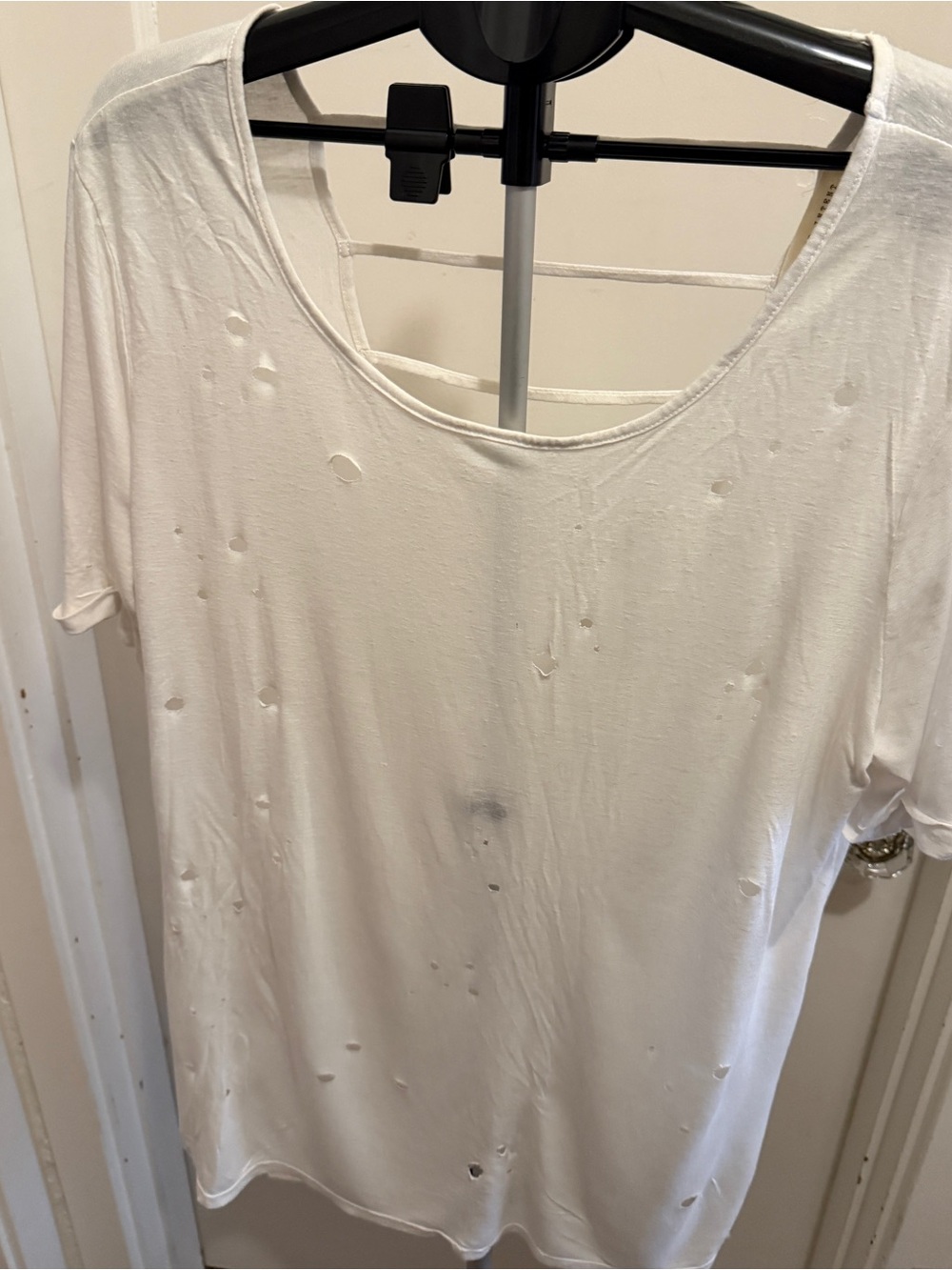 Gilded Intent White Short Sleeve Distressed Tee